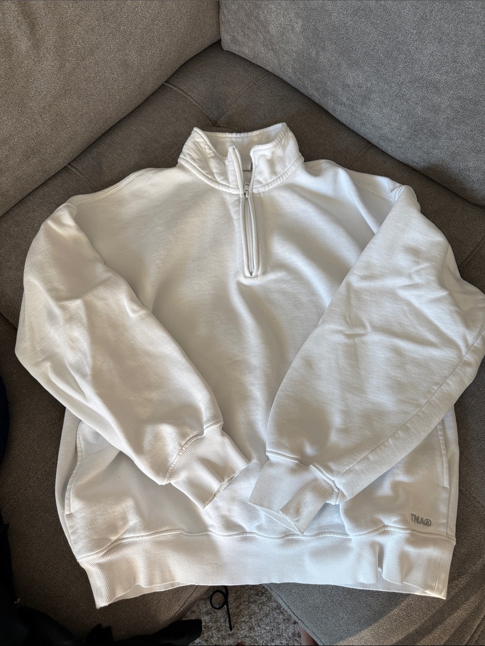 TNA Women’s White Quarter-Zip Pullover Sweater